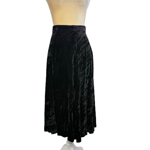 Vintage Saint Laurent Rive Gauche Crushed Velvet Midi Skirt 44 L Made in France - Picture 2 of 16